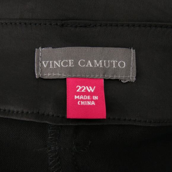 Vince Camuto Pants Black Wide Leg Front Pleat Satin Trouser Workwear Casual 22W - Picture 12 of 14